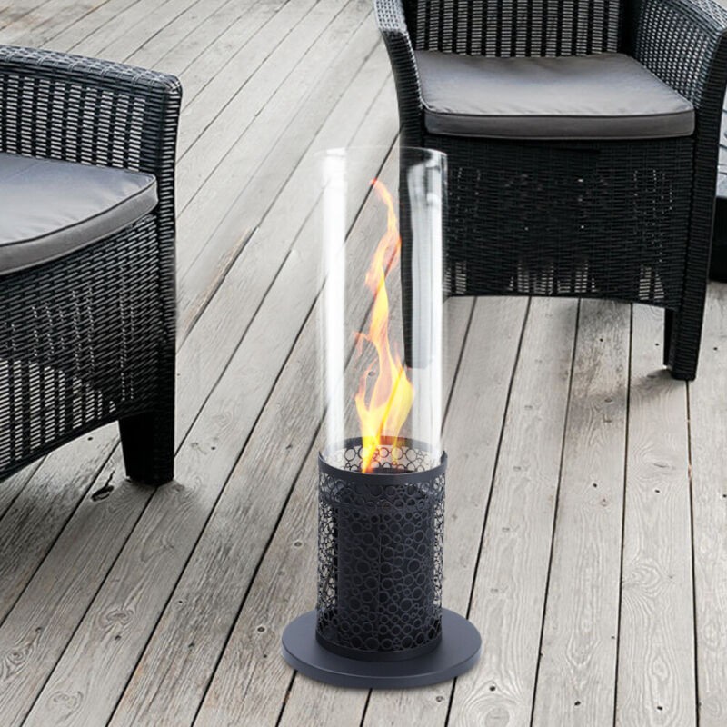 Bio Ethanol Burner Tabletop Black/Sliver Fireplace Glass Burner Fire Bioethanol