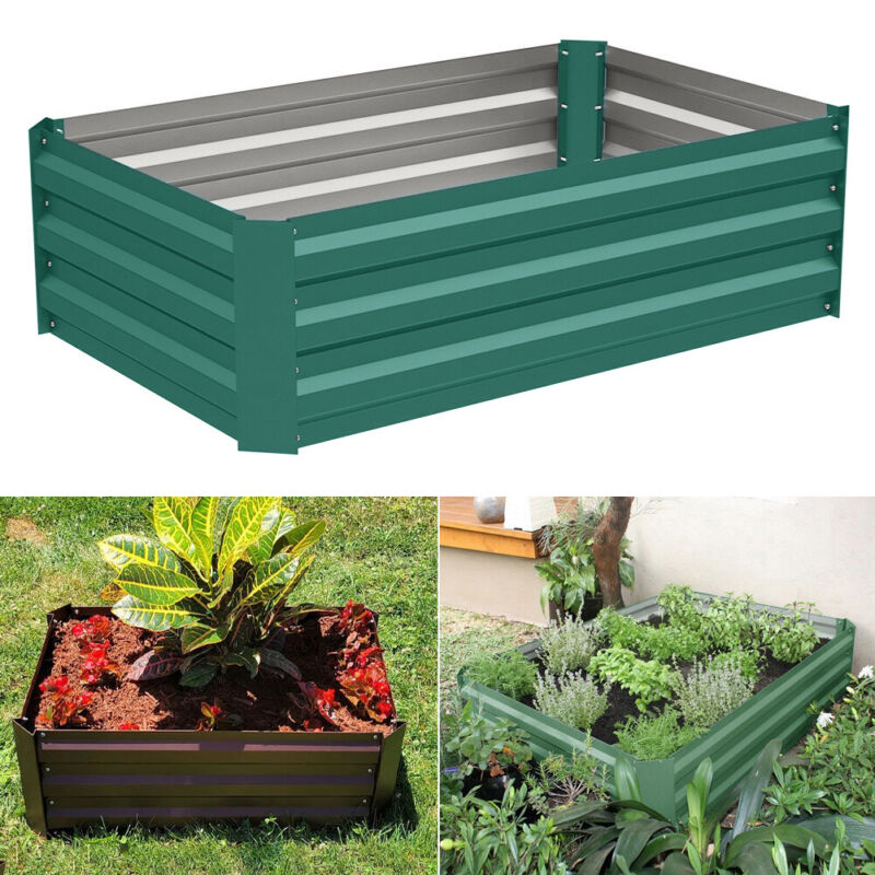 Galvanized Steel Raised Garden Bed Metal Patio Backyard Flower Vegetable Planter