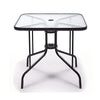 Outdoor Dining Table Garden Patio Bistro Cafe Tempered Glass Top Table Metal Leg
