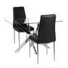 Rectangle Cross Glass Dining Table + 2/4 Faux Leather Chrome Chairs Set