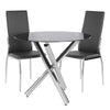 Black Glass Dining Table with Chairs Faux Leather Seat Kitchen Table Chair Set