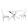 Rectangle Cross Glass Dining Table + 2/4 Faux Leather Chrome Chairs Set