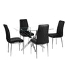 Rectangle Cross Glass Dining Table + 2/4 Faux Leather Chrome Chairs Set