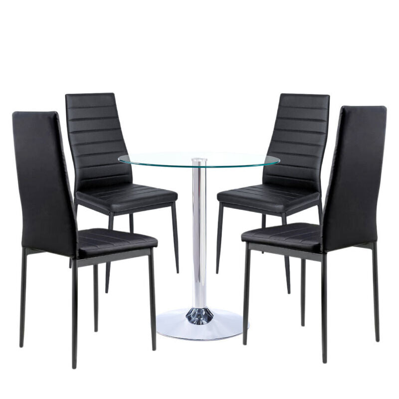 Glass Dining Table Kitchen Dining Table and 2/4 Velvet/PU Leather Chairs Set