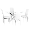 Rectangle Cross Glass Dining Table + 2/4 Faux Leather Chrome Chairs Set