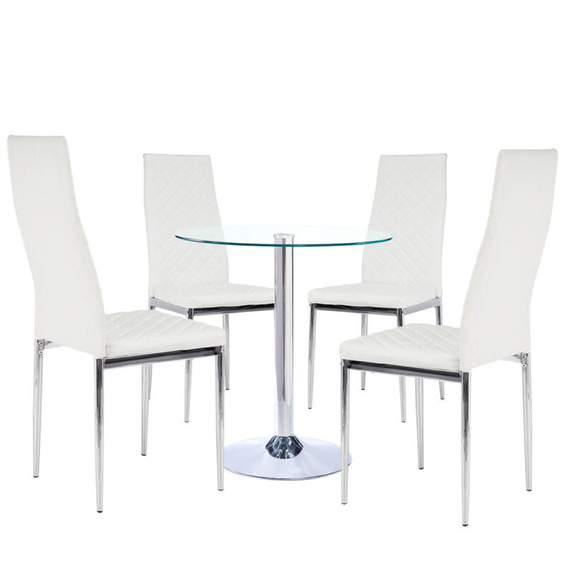 Glass Dining Table Kitchen Dining Table and 2/4 Velvet/PU Leather Chairs Set