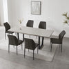 Modern Extendable MDF Wooden Dining Table PU Leather Chair Set For 6-8 Metal Leg