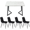 Dining Table and Chairs Set 4 Marble Effects Kitchen Table Chairs w/ Metal Legs