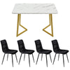 Dining Table and Chairs Set 4 Marble Effects Kitchen Table Chairs w/ Metal Legs