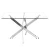 Rectangle Cross Glass Dining Table + 2/4 Faux Leather Chrome Chairs Set