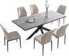 jiexi MDF Dining Table and PU Leather Chairs w/ Middle Butterfly Extension Leaf