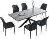 jiexi MDF Dining Table and PU Leather Chairs w/ Middle Butterfly Extension Leaf