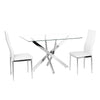 Glass Dining Table with 4 Faux Leather Chairs High Back Padded Seat Kitchen Cafe