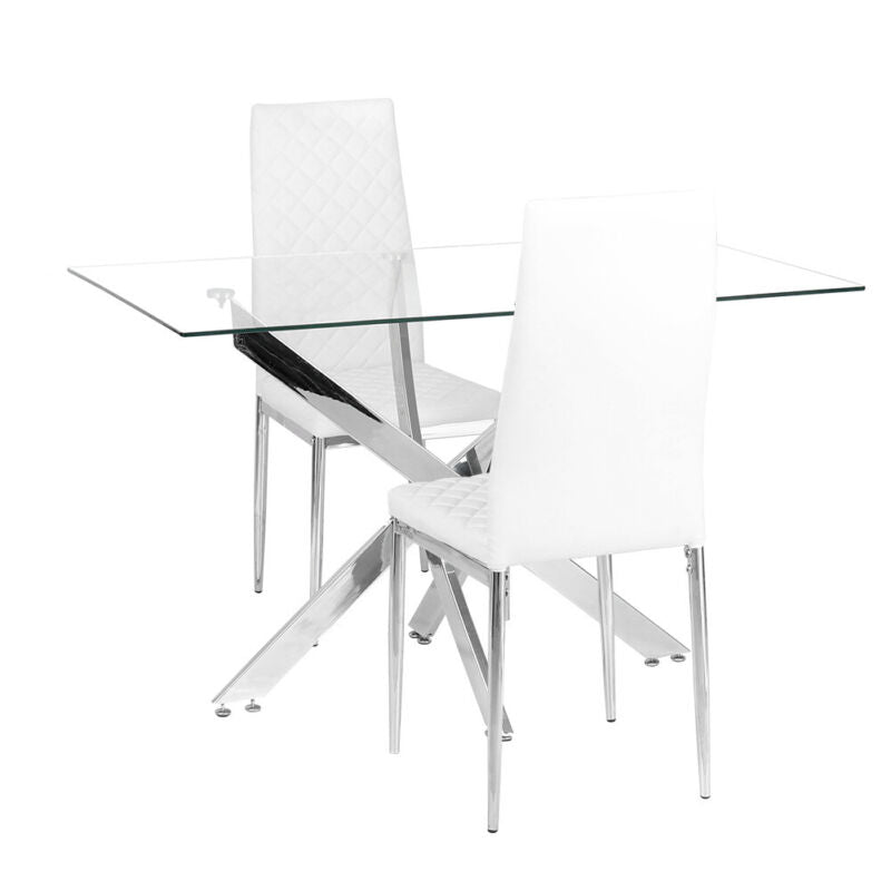 Gloss Kitchen Dining Table and 4 or 2 Seater Padded Faux Leather Chairs Set Home