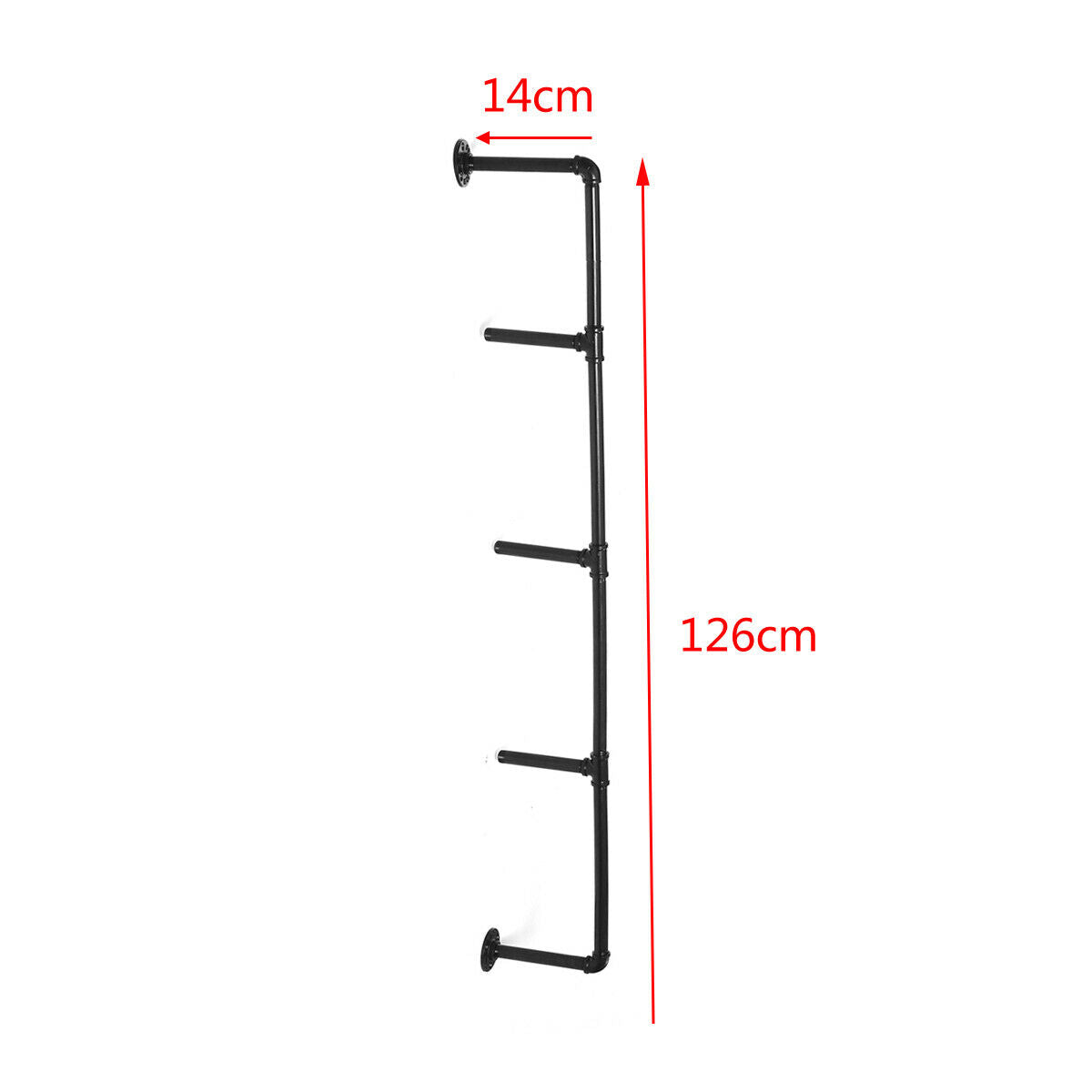 2Pcs 4 Tiers Industrial Floating Iron Pipe Shelf Retro DIY Wall Mounted Bracket