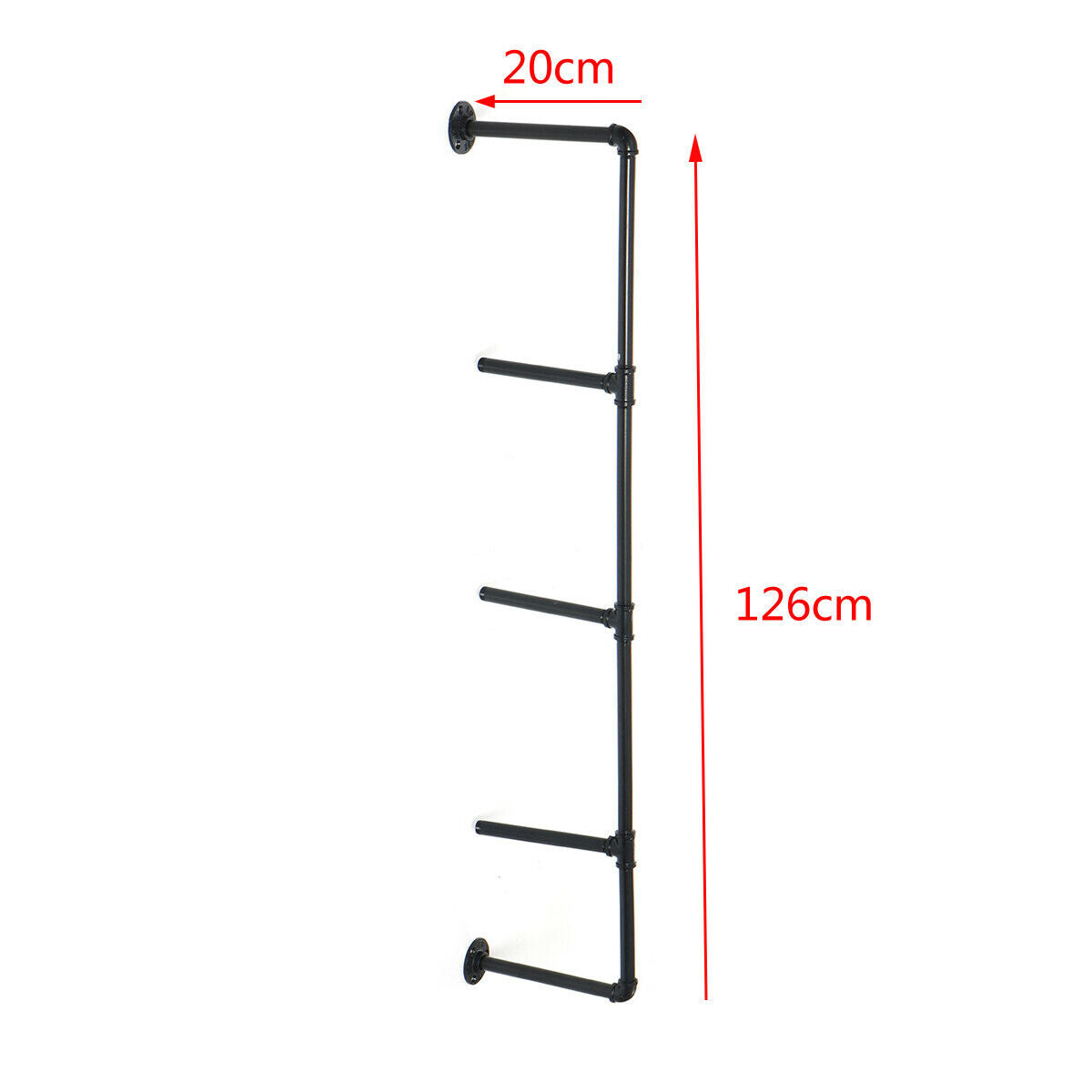 2Pcs 4 Tiers Industrial Floating Iron Pipe Shelf Retro DIY Wall Mounted Bracket