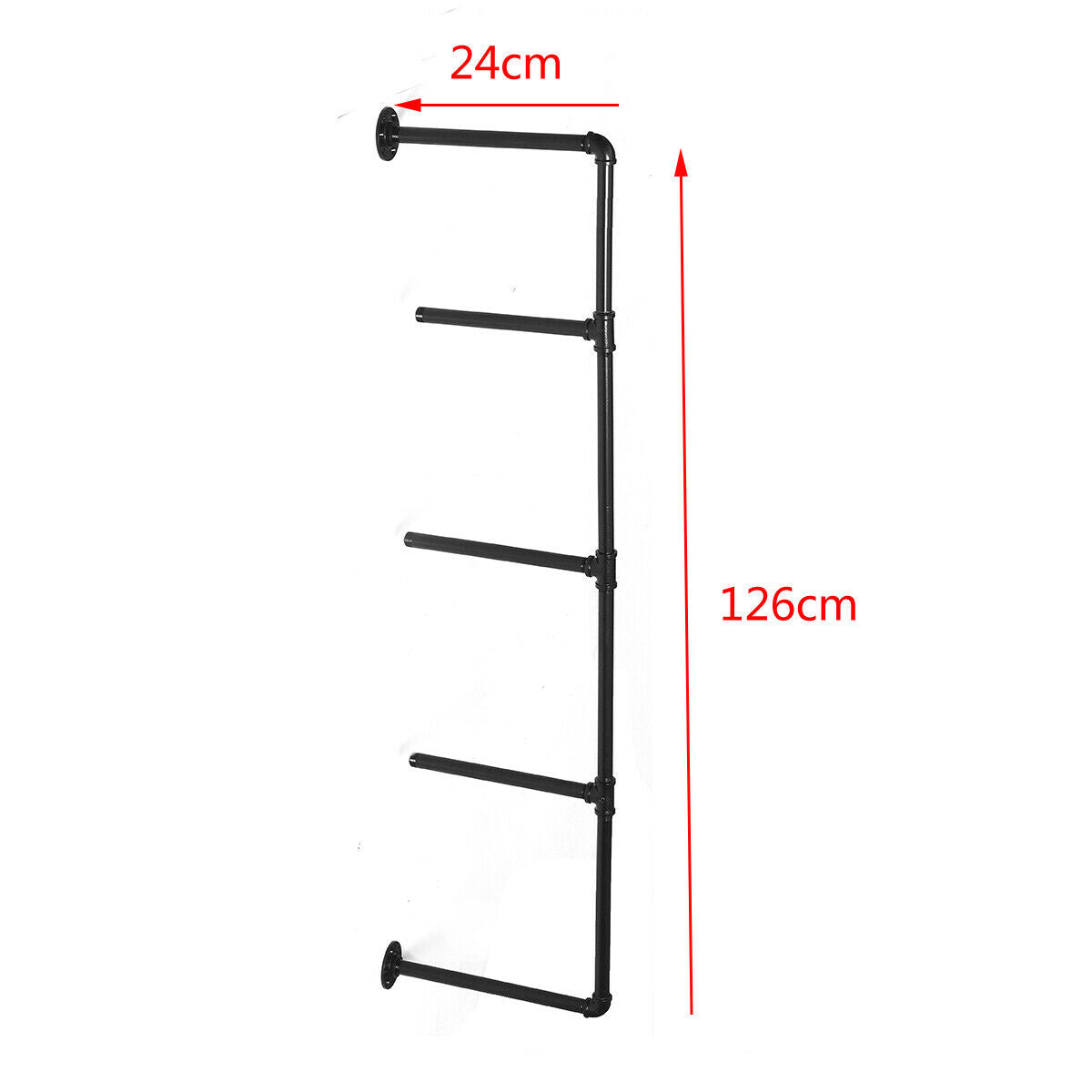 2Pcs 4 Tiers Industrial Floating Iron Pipe Shelf Retro DIY Wall Mounted Bracket
