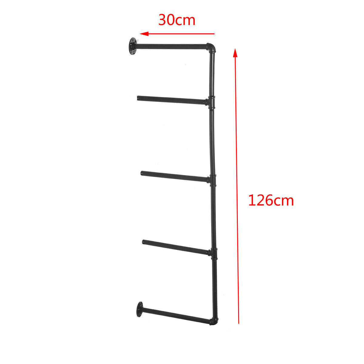 2Pcs 4 Tiers Industrial Floating Iron Pipe Shelf Retro DIY Wall Mounted Bracket