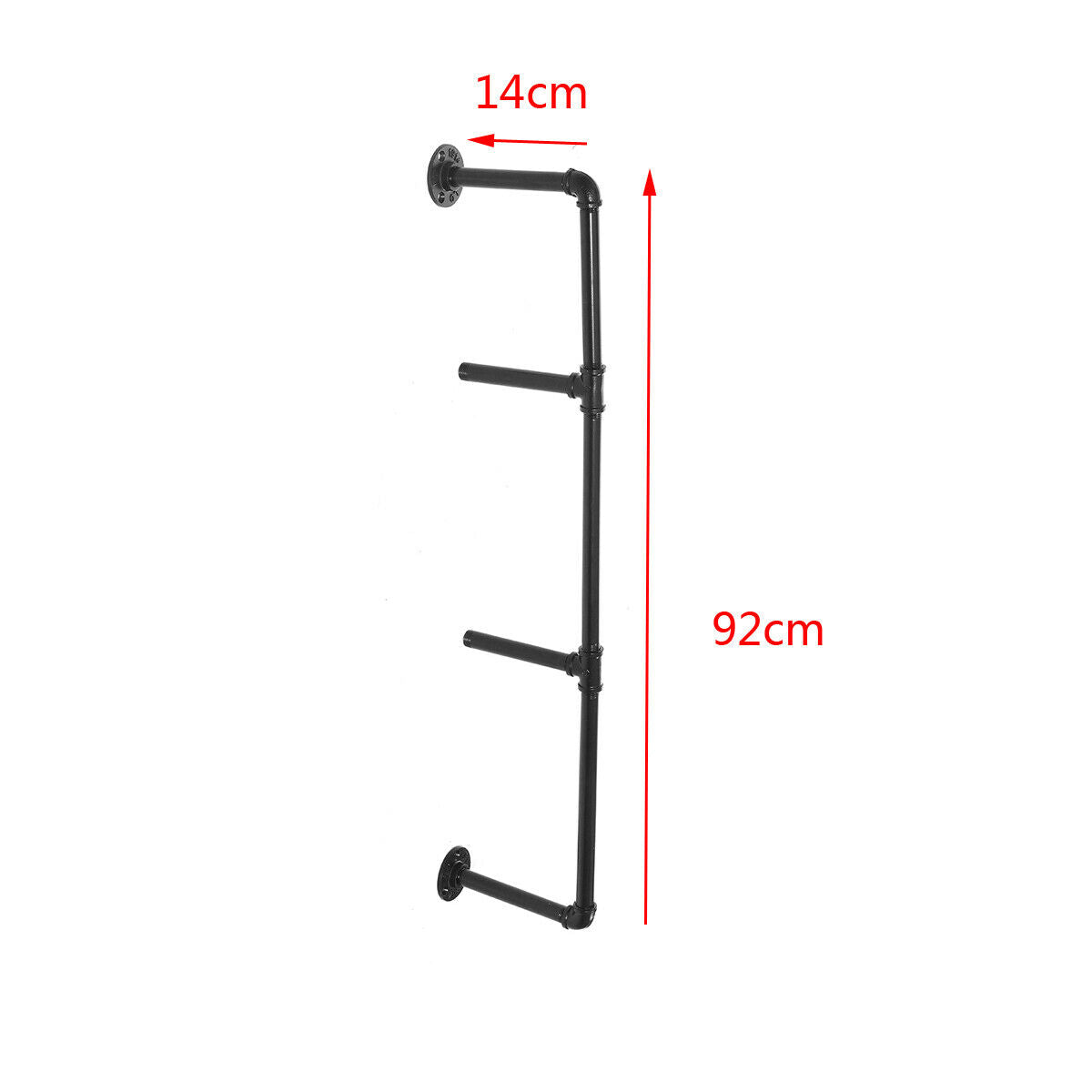 2Pcs 4 Tiers Industrial Floating Iron Pipe Shelf Retro DIY Wall Mounted Bracket