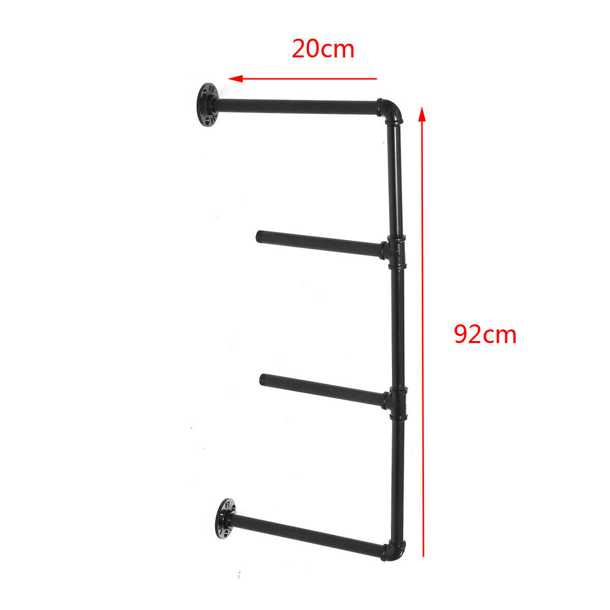 2Pcs 4 Tiers Industrial Floating Iron Pipe Shelf Retro DIY Wall Mounted Bracket