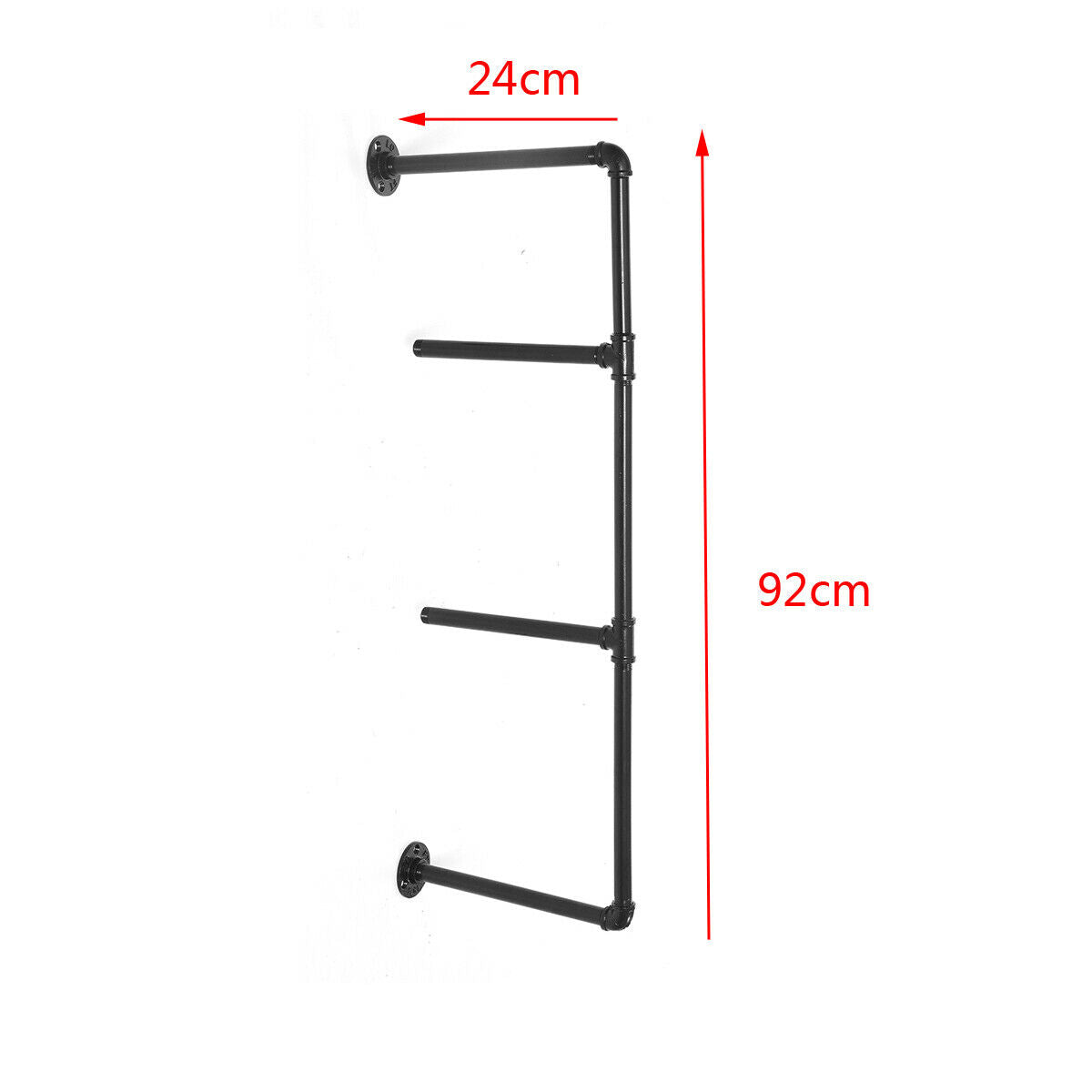 2Pcs 4 Tiers Industrial Floating Iron Pipe Shelf Retro DIY Wall Mounted Bracket