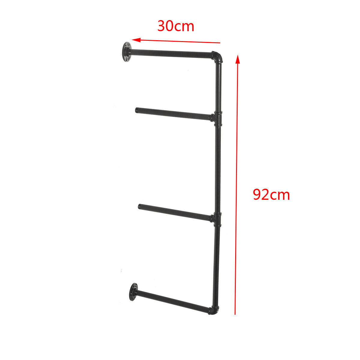 2Pcs 4 Tiers Industrial Floating Iron Pipe Shelf Retro DIY Wall Mounted Bracket