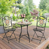 1/2/3PCS Mosaic Bistro Set Outdoor Metal Frame Garden Table & 2 Folding Chair