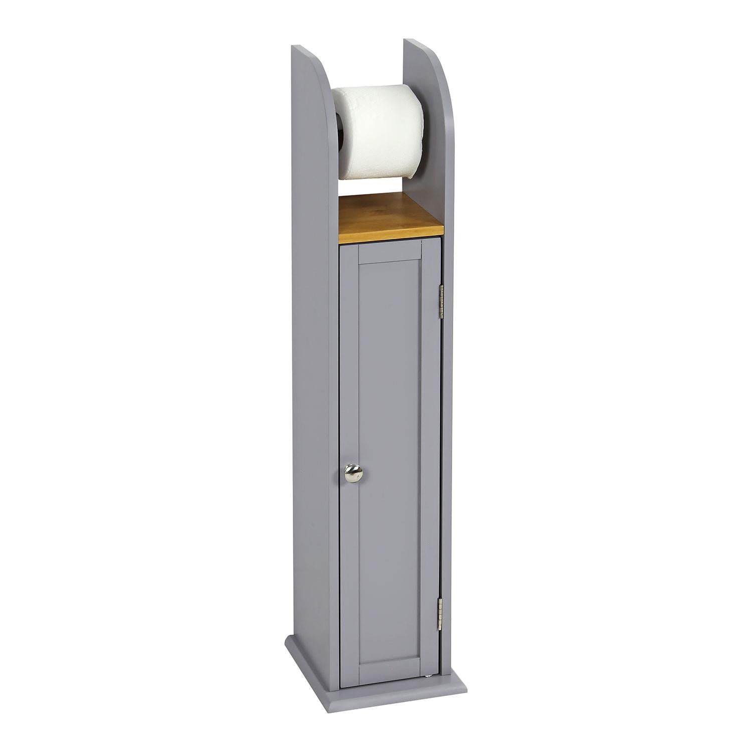 Grey/Bamboo Wooden Bathroom Cabinet Shelf Cupboard Storage Unit Free Standing