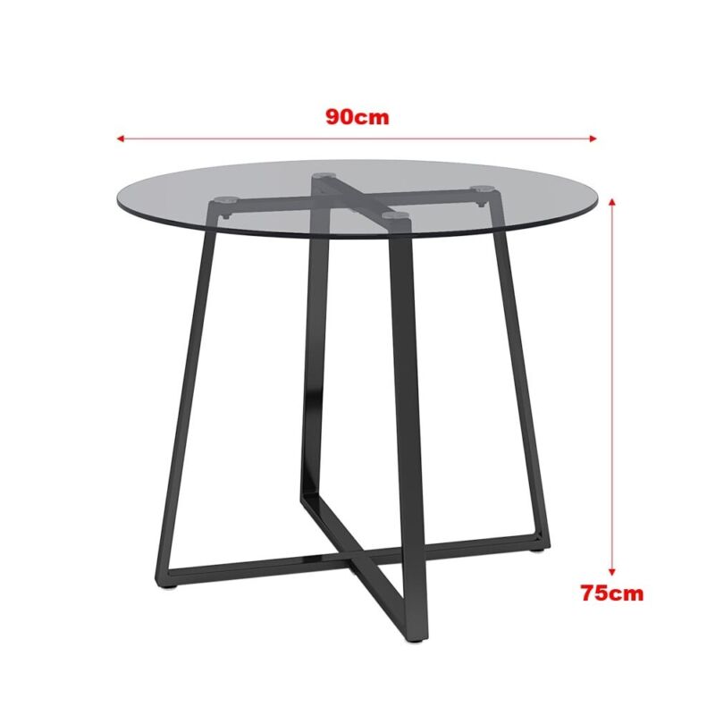 Tempered Glass Dining Table Modern Home Office Kitchen Table with Chrome Legs UK