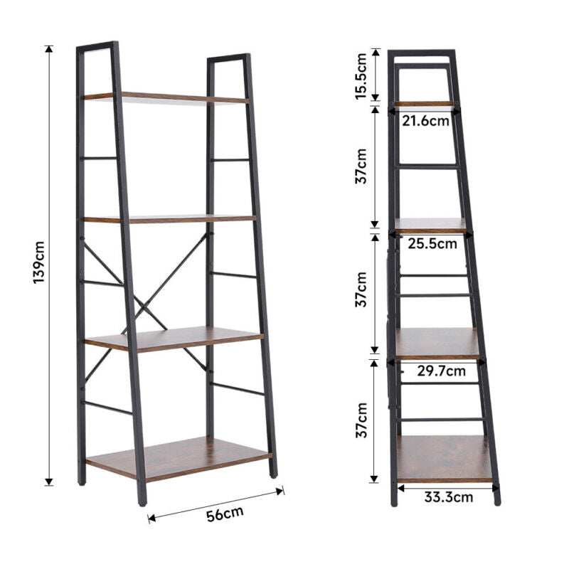 Retro Bookshelf Industrial Display Shelving Unit Standing Bookcase Storage Shelf