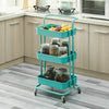 3 Tier Slim Salon Kitchen Storage Trolley Cart Metal Rack Tray Rolling On Wheel