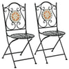 1/2/3PCS Mosaic Bistro Set Outdoor Metal Frame Garden Table & 2 Folding Chair