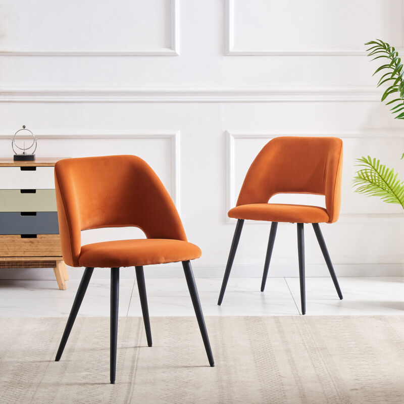 2/4 X Dining Chairs Velvet Set Padded Seat Metal Leg Kitchen Chair Home Office