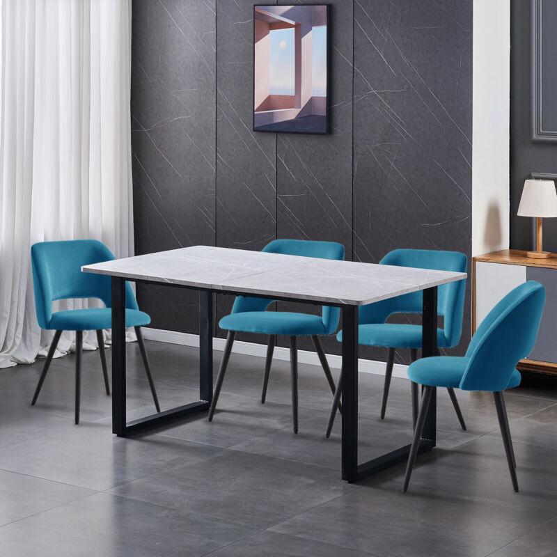 2/4 X Dining Chairs Velvet Set Padded Seat Metal Leg Kitchen Chair Home Office