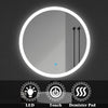 Illmiunated Round LED Bathroom Mirror Single Touch Fogless Cold White Light Wall