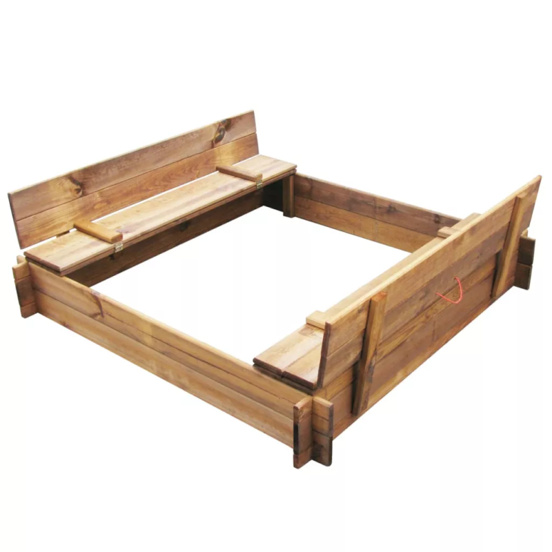 Kids Outdoor Square SandPit Large Wooden Sandbox Children Toy Garden Play New