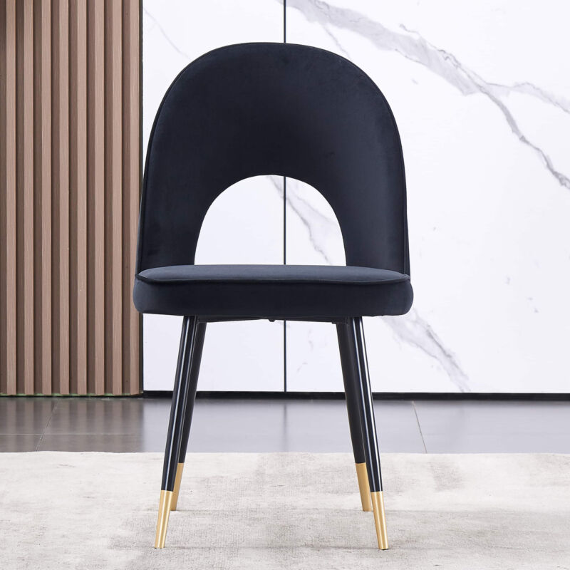2/4 X Dining Chairs Velvet Set Padded Seat Metal Leg Kitchen Chair Home Office