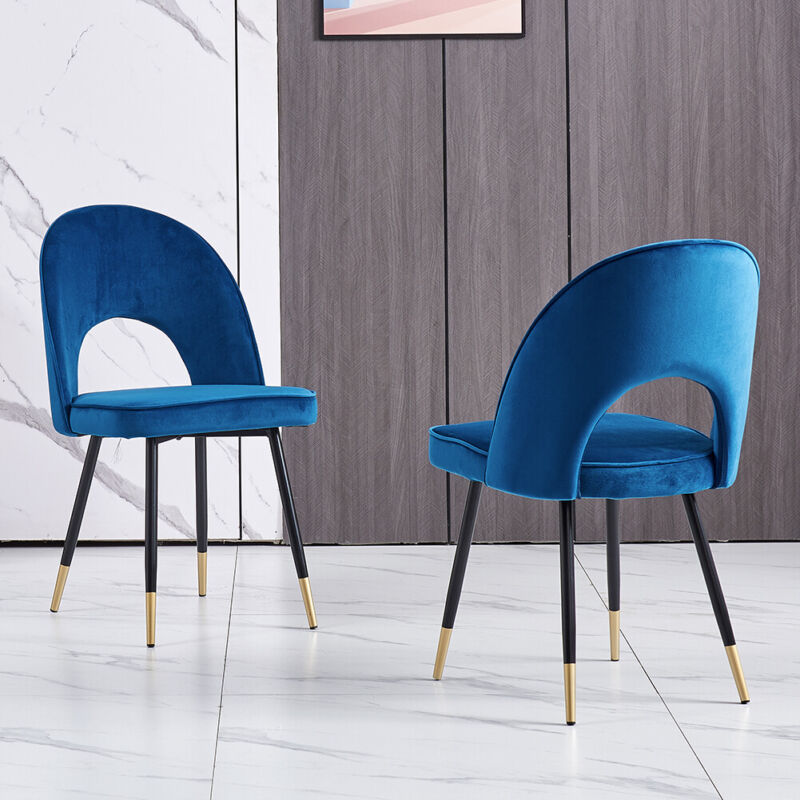 2/4 X Dining Chairs Velvet Set Padded Seat Metal Leg Kitchen Chair Home Office