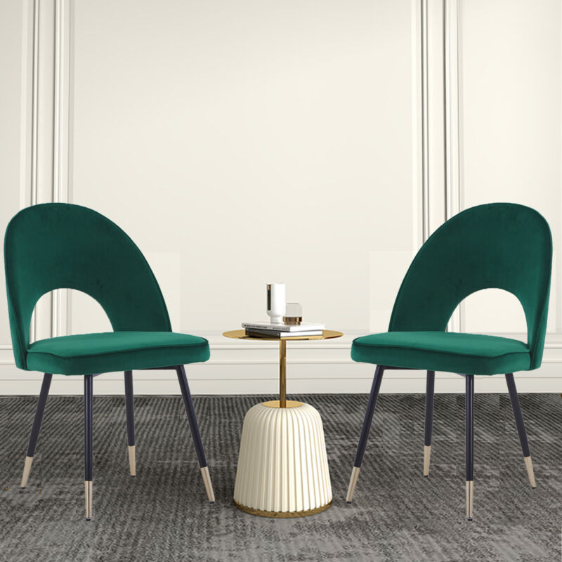 2/4 X Dining Chairs Velvet Set Padded Seat Metal Leg Kitchen Chair Home Office