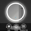 Illmiunated Round LED Bathroom Mirror Single Touch Fogless Cold White Light Wall