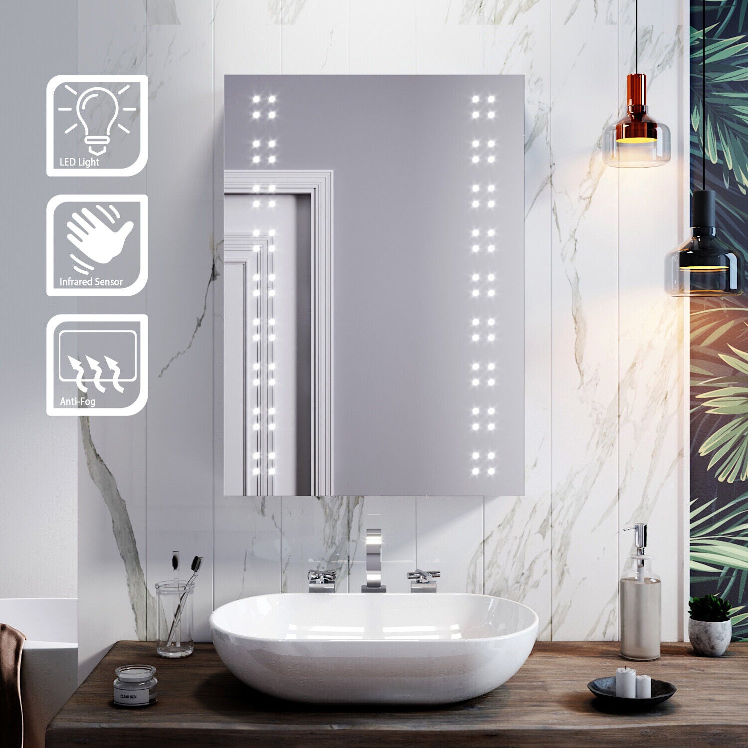 Bathroom Mirror Cabinet With LED Lights Demister/Infrared Sensor/Button Switch