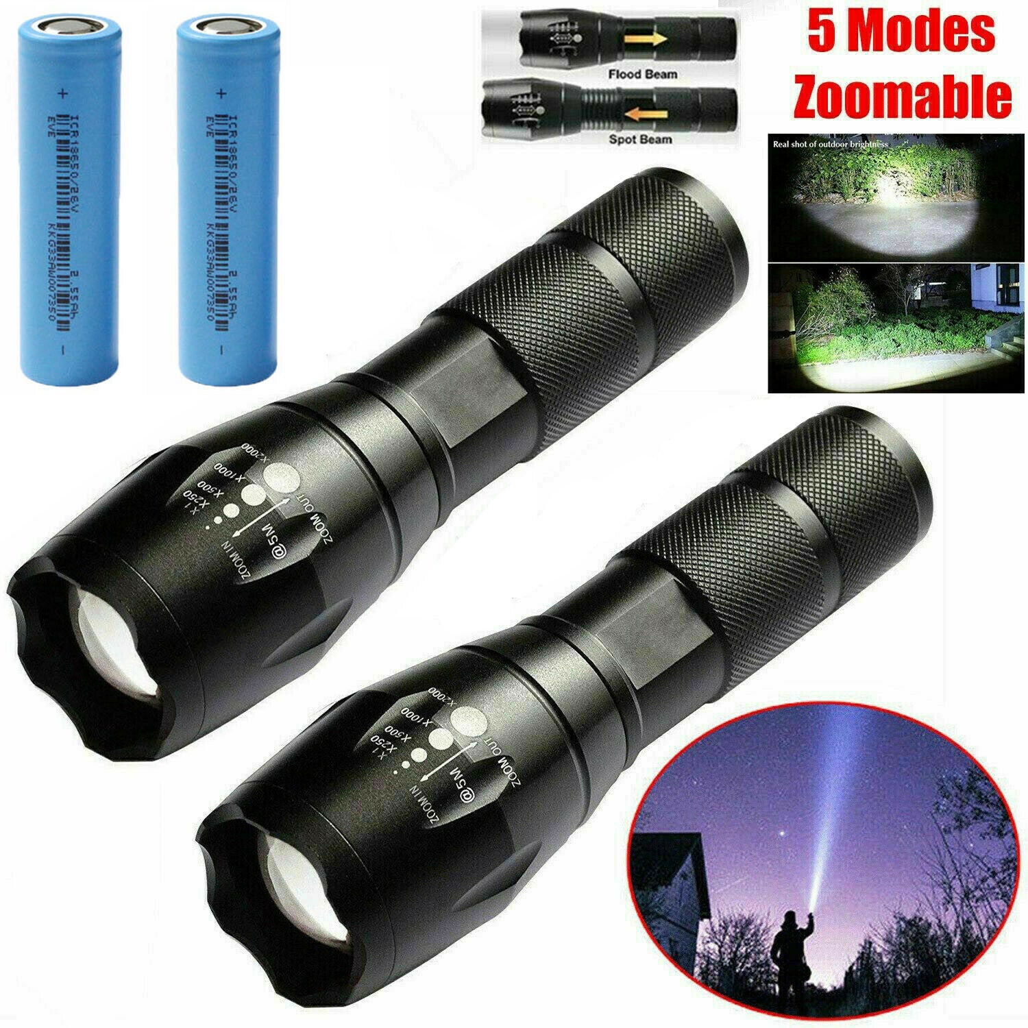Rechargeable 120000 lumens P70 High Power LED Flashlight USB Torch + Battery UK