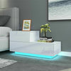 Modern TV Unit Cabinet TV Stand Sideboard - White High Gloss Front LED Lights