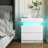 Modern TV Unit Cabinet TV Stand Sideboard - White High Gloss Front LED Lights