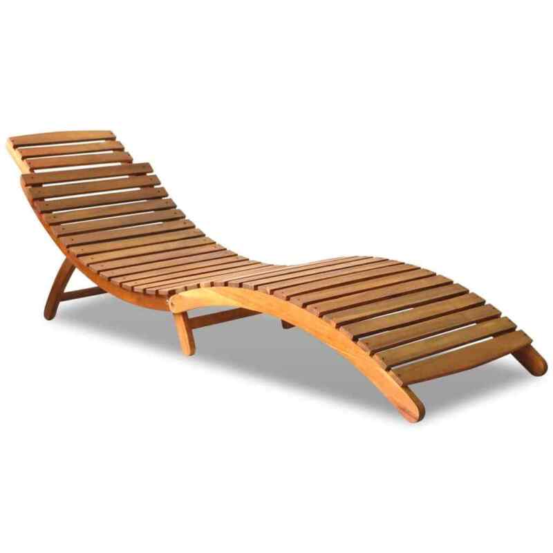 Foldable Sun Lounger Wooden Garden Deck Chair Sunbed Outdoor Patio Recliner New