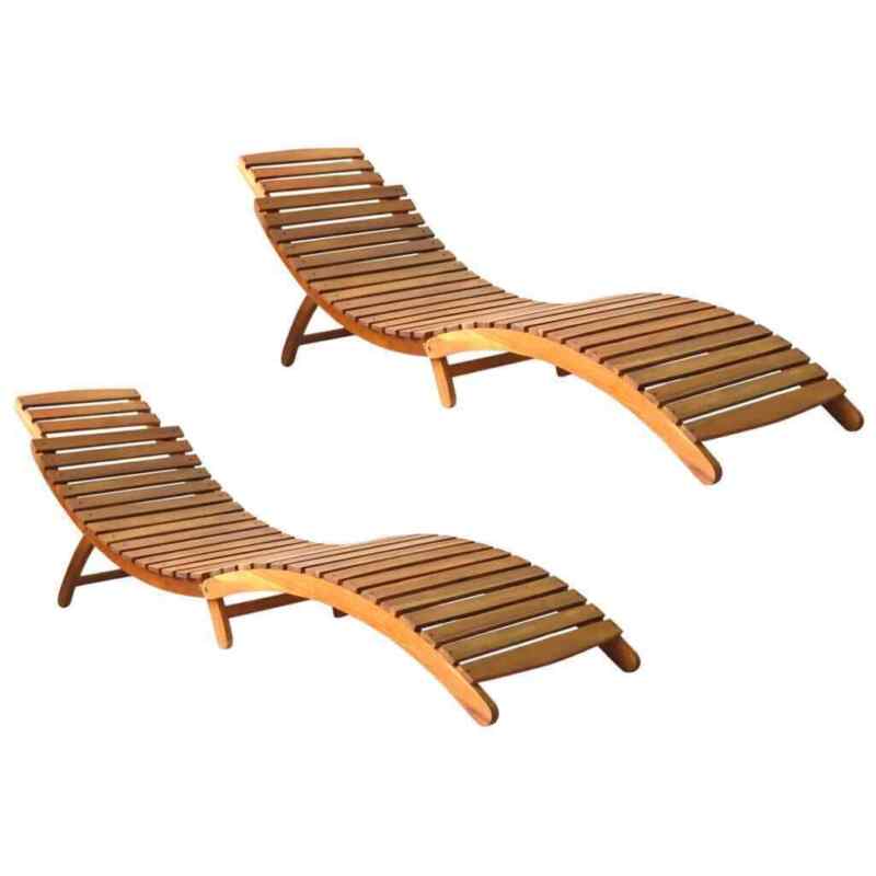 Foldable Sun Lounger Wooden Garden Deck Chair Sunbed Outdoor Patio Recliner New