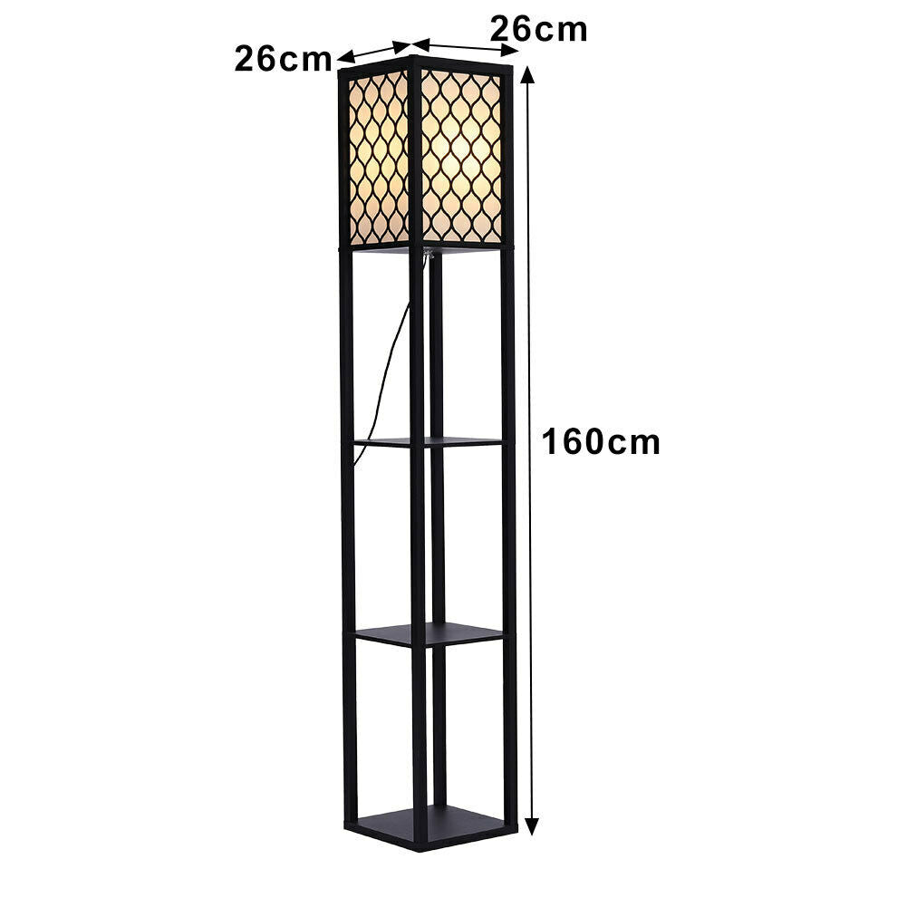 4 Tier Shelf Floor Lamp w/ Shade Standing Light Open Shelves Storage Living Room