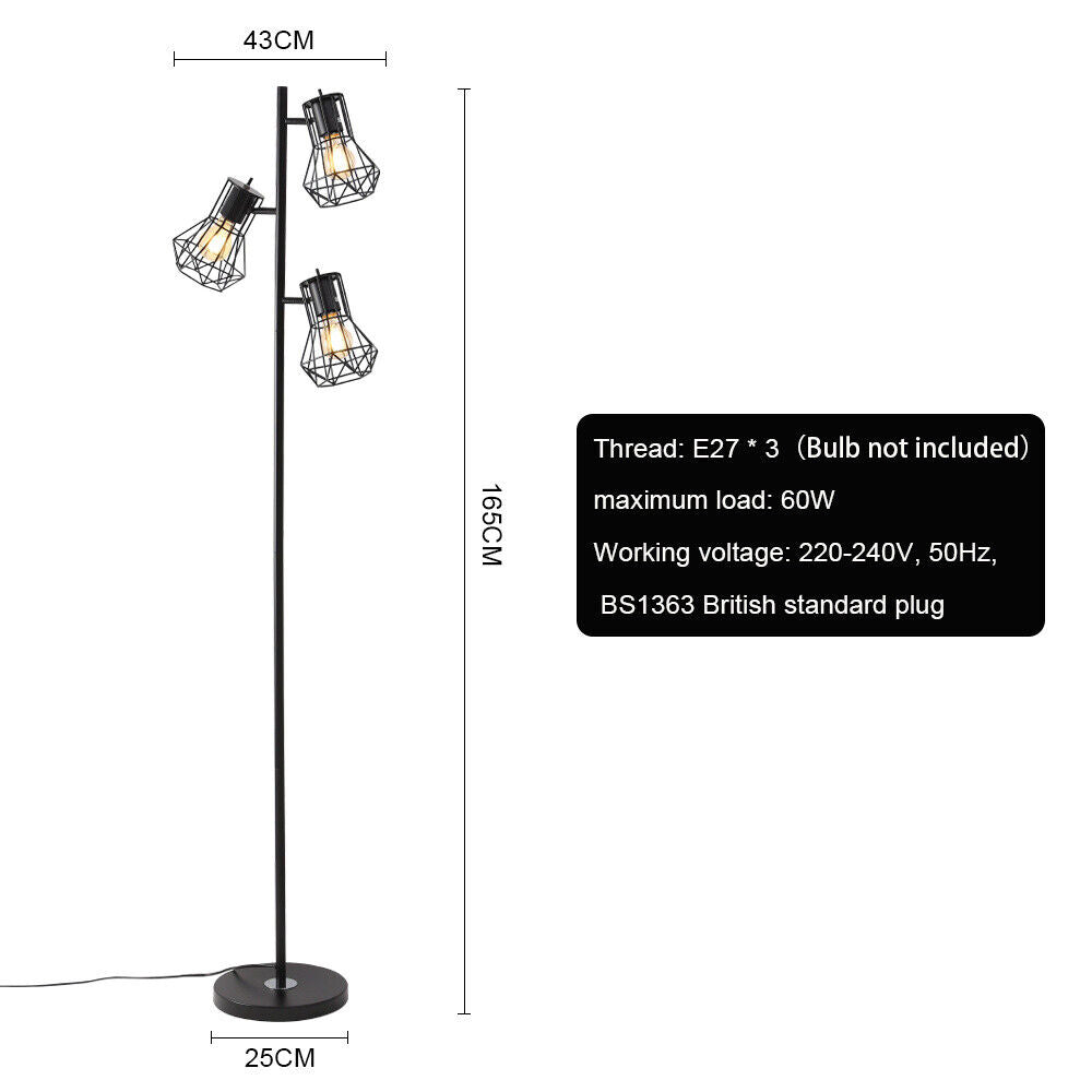 Standard Black Floor Lamp Metal Base Reading Bedroom LivingRoom Adjustable Light