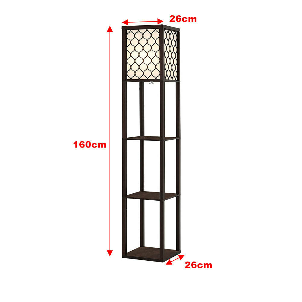 4 Tier Shelf Floor Lamp w/ Shade Standing Light Open Shelves Storage Living Room