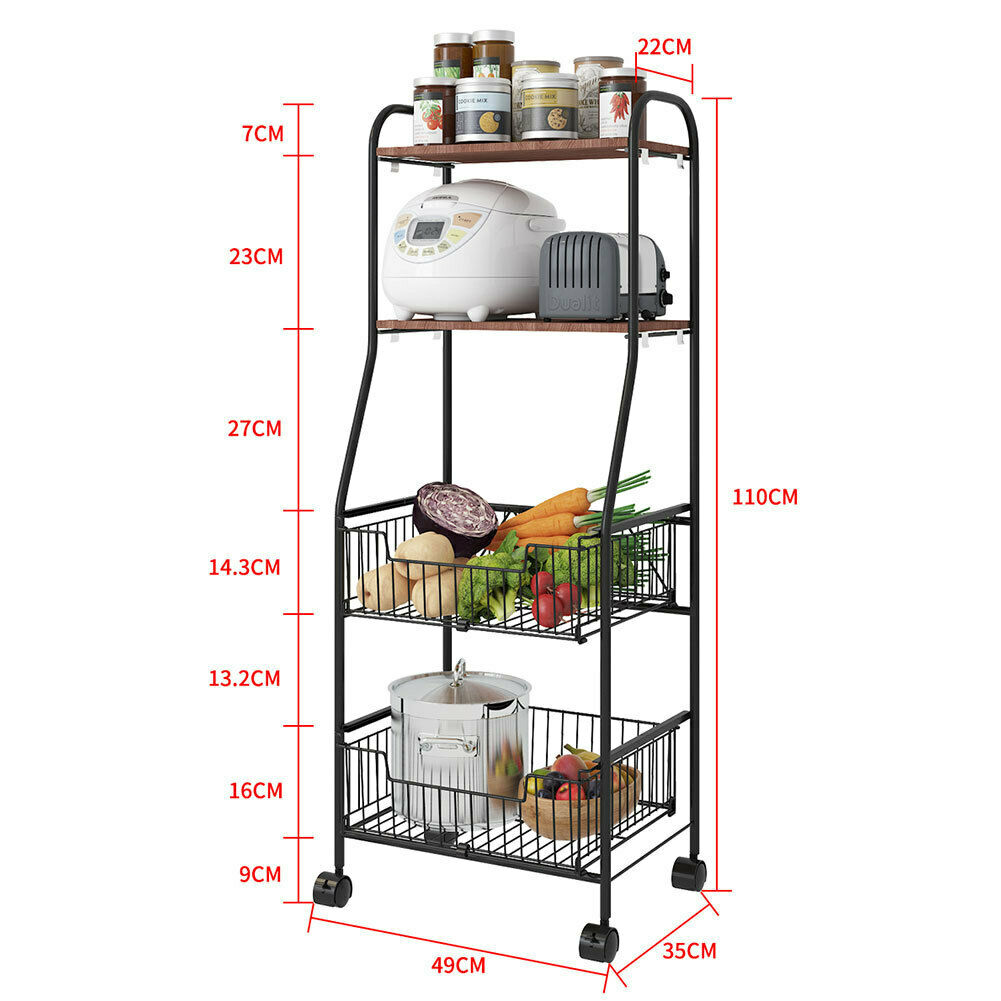Multipurpose Mobile Shelf Kitchen Microwave Oven Shelves Rolling Bathroo Trolley